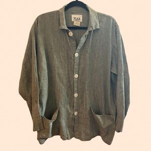 Flax by Angelheart 100% Linen Long Sleeve Button Up - Size L